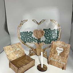 UJEAVETTE Wedding Message Box Wooden Unique Guestbook Set for Easter Memories Birthday-image-11