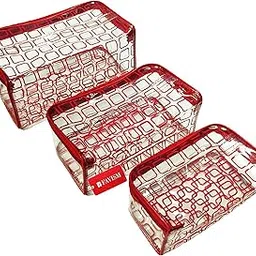 FAVISM Designer Multi Purpose Cosmetic Pouch, Makeup Pouch, Cosmetic Accessories Organizers, Saving Pouch or Makeup Kits Set of 3 pcs, red-picture-32