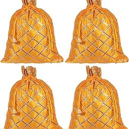 kuber industries Drawstring Potli Bag Party Wedding Favor Gift Jewelry Bags (Yellow)-picture-16