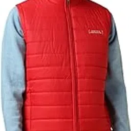dennis lingo Men Red Solid Regular Fit Sleeveless Mock Collar Padded Jacket-picture-36