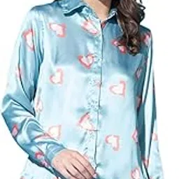 Women Printed Casual Satin Regular Fit Shirt-image-6
