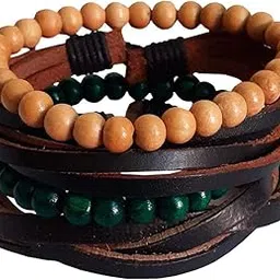 rich and famous Leather Cuff Bracelet Combo Set (Pack of 4)-picture-56