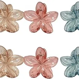 KXRI Enterprises Flower Hair Claw Clips for Women – Transparent Acrylic Floral Hair Clips – Stylish & Strong Grip Hair Accessories for Thick & Thin Hair Large Size (Pack of 6(Beige, Pink and Blue))-picture-13
