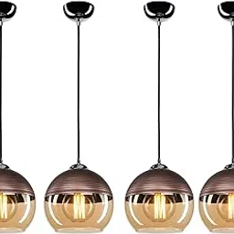 SUANI Premium Glass Hanging Lights|Pendant Lighting for Kitchen|Pendent Light for Drawing Room |Hanging Light for Living Room|Ceiling Light| Black Round Shape (Bulb Included) (Pack of 4)-picture-19