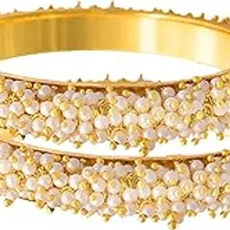 jfl Jewellery for Less JFL- Traditional & Ethnic One Gram Gold plated Leheriaya Pearl Bangles for Women & Girls. (Size- 2.10-picture-21