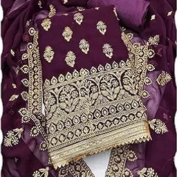 peachmode Womens Floral Embroidered Unstitched Georgette Dress Material | Perfect for Casual Wear | Santoon Bottom, Georgette Dupatta for Women-picture-11