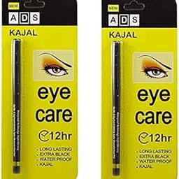 ADS Kajal Pencil - Kajal for Eye Waterproof Black Combo Pack Colossal Super Black Colour (Pack of two)-image-18