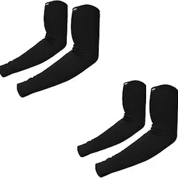Autofy Pro-Fit 240 GSM [**Pack of 2**] Outdoor Indoor Use Unisex Arm Sleeves UV Tan Protection for Men Women Children with Compression & Cooling Effect (Pack of 2-4pcs) (Black)-picture-18