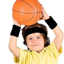 DESCTIDY Kids Sweatbands Headband Wristband Set - Athletic Polycotton Sweat Band for Kids Youth Baby (1 Headband + 2 Wristbands) (Black)-image-24