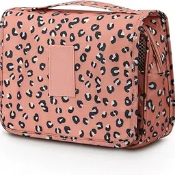 Storescent Girls' Hanging Carry-On Case Cosmetic Bag for Vacation, Trips, and Gym (Pink Leopard)-picture-45