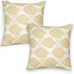 HOKIPO 'VivaCasa Series' Printed Quilted Cushion Cover for Sofa 16x16 Inches, Set of 2, Ogee Ivory (IN-884-D6*2)-picture-21