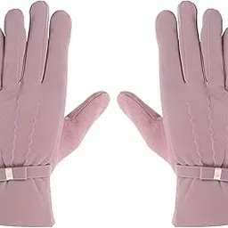 fabseasons Winter Gloves For Girls & Women, with faux fur on the inner for cold weather, Mobile touchscreen enabled image 1