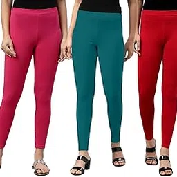 juneberry Cotton Lycra Skinny Fit Ankle Length Elasticated Closure Leggings Combo for Women (Pack of 3) (Sizes: S to 2XL)-picture-48