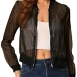 talitha fashion Women's Zip Up Light Weight Long Sleeve Mesh Bomber Jacket for Summer-picture-11