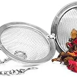 Majestic Stainless Steel Mesh Tea Ball Infuser, Silver, 2-Piece Spherical Strainer with Chain for Loose Leaf Tea-image-87
