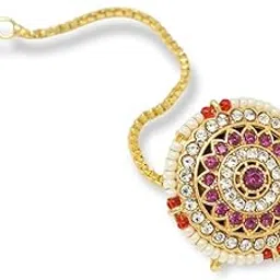 meira jewellery Gold Plated Rajputi Borla Mangtikka studded with Pearl Stone for women 114-picture-16