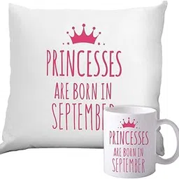 Princess Born in September Printed Cushion Cover (12x12 Inches)(with Filler)-picture-14