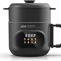 MASSIVA 8-in-1 Multi Cooker Kettle with Steamer: Smart LED Presets Electric Rice Cooker, 1.6L Ceramic Non-Stick LInner Pot, 600W Boil/Steam/Fry All-in-One-picture-23