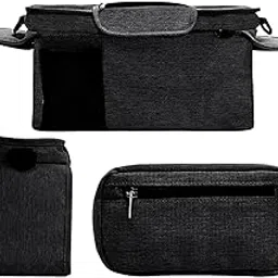 Stroller Organizer Shopping Bag Easy Clean Stroller Bag for Home Use Outside Black-image-1