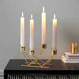 BB Moradabad Handicrafts Golden 4 Tealight Taper Candle Holder Stand for Home Birthday Decoration I Table Centerpieces Romantic, Birthday, Dinner Home & Bar Decoration Diwali Christmas Church Decors-picture-28