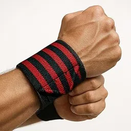 Wrist Wraps for Gym with Thumb Loop – Adjustable Wrist Support for Gym Wrist Straps for Men & Women, Velcro Grip Wrist Bands (Black/Red, Pair)-image-1