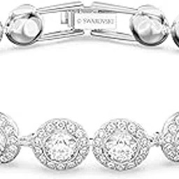 swarovski Angelic Bracelet, Round Cut, Pave, Small, White, Rhodium Plated For Women-picture-25