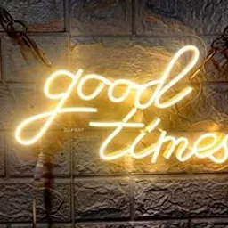 Wall Mitra Good Times LED Neon Signs Light LED Art Decorative Sign - Wall Decor/Table Decor, Home Decor for Wedding Party Kids Room Living Room House Bar Pub Hotel Beach Neon Signs(12x6) warm white-picture-14