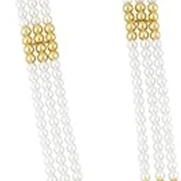 Premium Gold Plated Groom Necklace with Layered Pearl Design-image-4