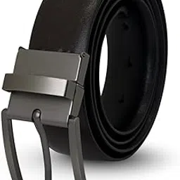 the tie hub Black & Brown PU Vegan Leather Reversible Belt For Men with Rotating Buckle-picture-34