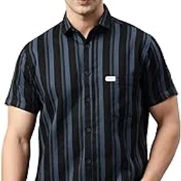 majestic man Men Slim Fit Cotton Striped Half Sleeve Casual Shirt-picture-42
