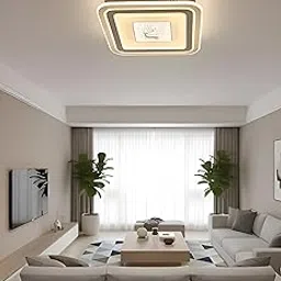 FILLISKA Aluminium Luxurious 3 in 1 Led Ceiling/Wall Chandelier Light with 3 Step Colour Changing Function (White Square-7923)(1 Year Warranty)-image-5