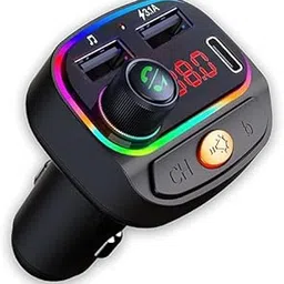 WeFly Car Bluetooth Device [Upgraded BT v5.3] with Call Receiver, FM Transmitter for Music System & Dual USB + Type C Charger; 7 Colour LED Lights; 6 EQ Presets; USB MP3 Support; Voice Assistant-picture-39