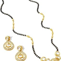 bevogue Mangalsutra For Women Ladies Wife Temple South Indian Traditional Kundan 18K Gold Stylish Maharashtrian Long Chain Pendant Tanmaniya Black golden Nallapusalu Chains Mangal sutra-picture-39