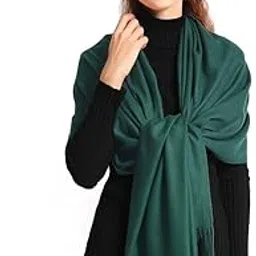 MANRA Women's Cashmere Wool Plain Solid Color Ultra Soft Stole/Scarf for Women (Rama Green)-picture-10