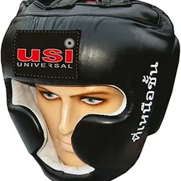 USI UNIVERSAL Boxing Headguard, 8002 Muay Thai Head Guard, Traditional Style, Extra Padding, Top Grain Hide Leather, Hand Crafted Shock Absorbent Padding, Lace Closure(Size M, Black)-picture-29
