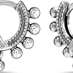 lecalla 925 Sterling Silver Hoop Earring for Women | BIS Hallmarked Small Antique Bohemian Tribal Bali Hoop Earrings | Click-Top Earrings Hoops Jewelry 14MM-picture-15