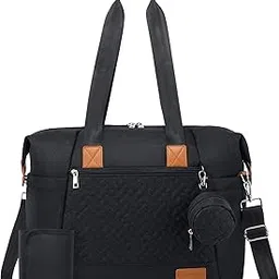 LOVEVOOK Baby Diaper Bag, Multifunction Baby Bags with Changing Pad & Insulated Pockets, Waterproof Design and Stylish, Perfect for Mom and Dad, Black-picture-22