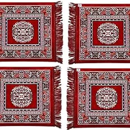 AJ HANDLOOM Velvet Maroon Pooja Aasan Mat for Mandir | Soft Prayer Mat for Puja, Meditation & Daily Worship (Pack of 4)-picture-29