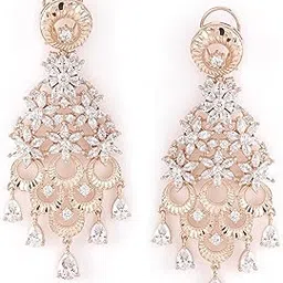 rubans Rose Gold-Plated & White Zircon Classic Drop Earrings-picture-50