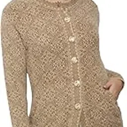 chatanya Premium Women's Winterwear Woolen Round Neck Long Coat Sweater/Cardigan with Pocket (Made of Hair Feather Yarn Wool) image 1