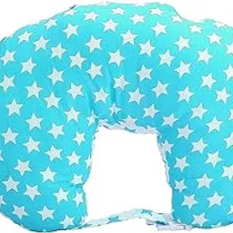 GET IT Cotton 5-in-1 Feeding Pillow with Detachable Cover, New Born Breast Feeding Pillow Portable Pillow for Baby and Mom -(Blue Star)-image-26