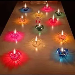 TakshHaven 3D Reflective Shadow Diyas (12 Pieces) – Transparent Oil & Water Diya Set for Diwali Home Decor Decorative Tealight Reflection Diya Set-picture-31