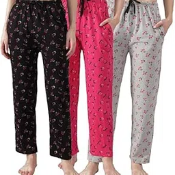 anixa Women's Printed Pyjama Soft Cotton Comfortable Sleepwear - (Set of 3)-picture-20