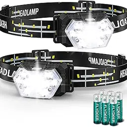 PLUSINTO 9 LED Headlamp 2000 Lumens 2 Pack, Super Bright Head Lamp with 6 AAA Batteries, 6 Modes, Lightweight and Adjustable, IPX5 Waterproof Headlight for Kids Adults Camping, Outdoor, Running-image-18