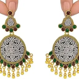 Anti-Tarnish Dual-Tone Ethnic Earrings with Ghungroos for Women | Silver-Gold Oxidised Statement Jhumka | Elegant Jewellery | Made in India by Digital Innovation Hub (DIH)-picture-52