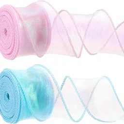 CoolShef 2 Rolls Organza Ribbon | Sheer Chiffon Ribbons for Gift Wrapping, Bouquets, Wedding Decor, Party Craft | Soft Ribbon Roll (4 cm x 9m)-picture-21