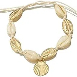 fabula by OOMPH Jewellery Gold & White Sea Shell Bohemian Beach Fashion Anklet(Single Piece) for Women & Girls-picture-31