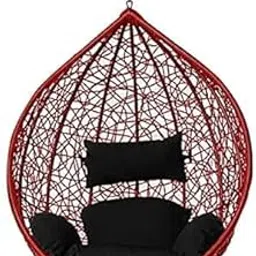 Hammock Swing Chair Without Stand for Home, Hanging Swings for Indoor, Outdoor, Home, Patio, Yard, Balcony, Garden (Maroon Basket with Black Cushion)-image-1