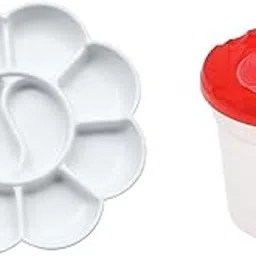 53 Arts Painting Palette and Water Pot Set – 1PC Flower-Shaped Mixing Tray & 1PC Spill-Proof Water Cup for Kids and Artists – Art Supplies for Watercolor & Acrylic Painting-image-4