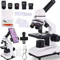 Microscope for Adults & Kids, 40X-2500X High-Power Compound Microscope for Students, School Lab & Home Schooling,Equiped with Slides Set & Phone Holder-picture-16